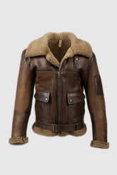 Aviator Bomber Leather Jacket-Men